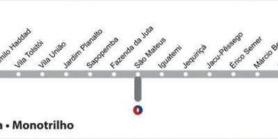 Карта на Сан Пауло монорелсова линия 15 - сребърен